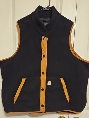 Carhartt Black Fleece Vest with Tan Trim 3x